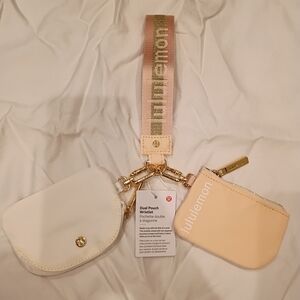 lululemon athletica Dual Pouch Wristlet in Cream & Blush with Gold Accents